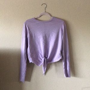 MIND CODE Light Purple Long Sleeve Crop Top